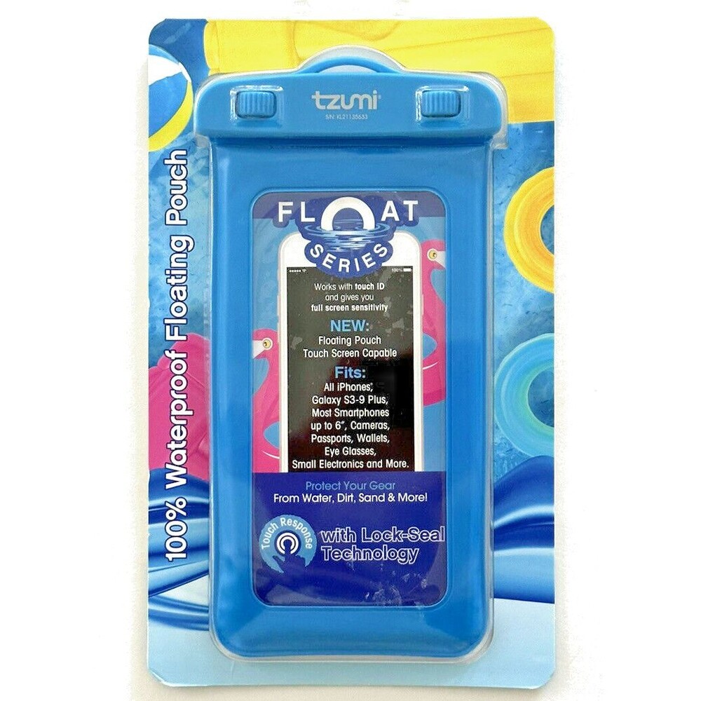 Tzumi Aqua Pocket Touch Waterproof Pouch Floating Bag Phone Case - Blue